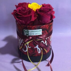 FOREVER ROSE IN “BOX ” YELLOW & DARK RED