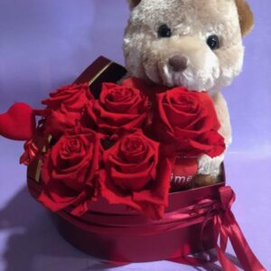 FOREVER ROSE IN “BOX ” RED & BEAR